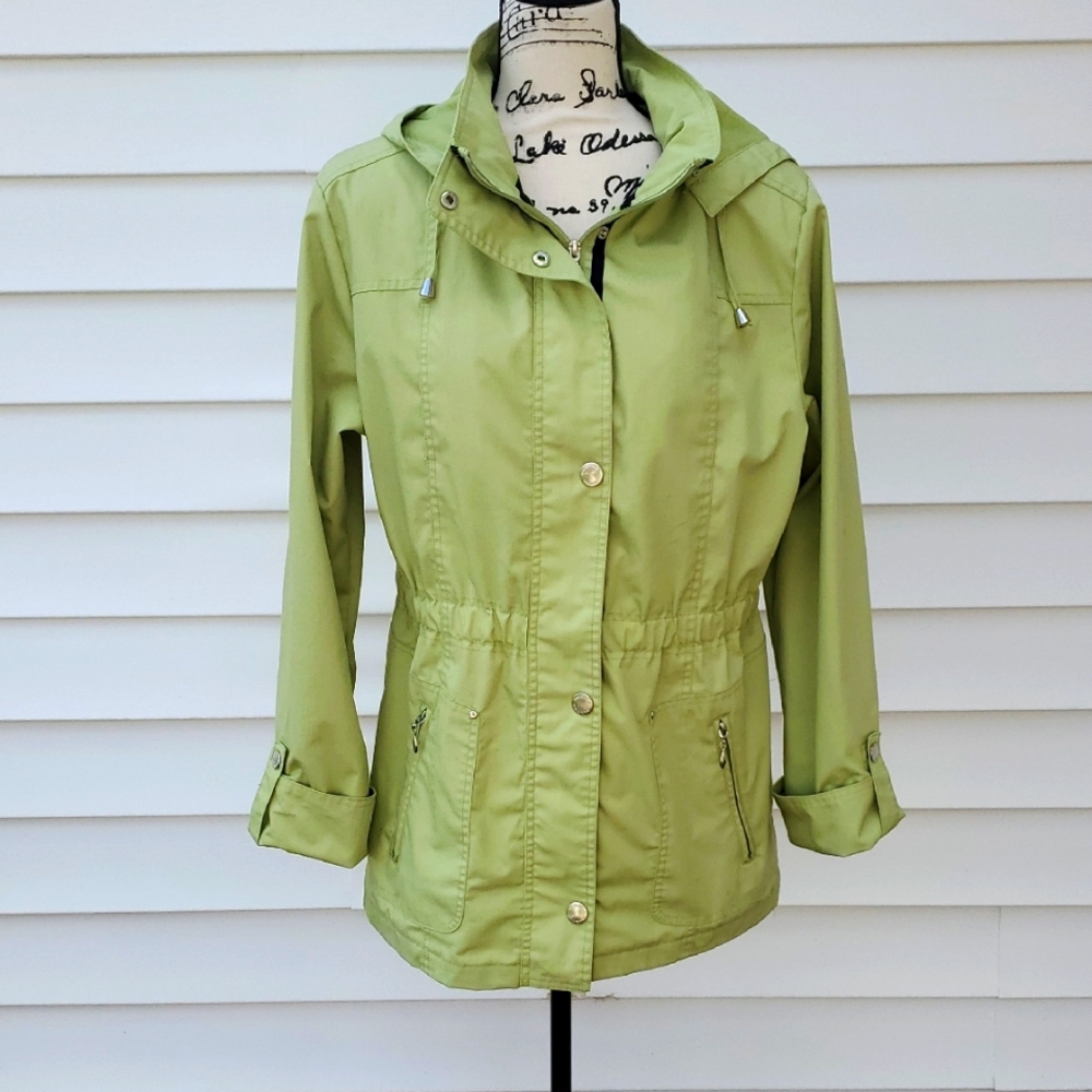 Women's Mackintosh Lime Green Lightweight Hooded Jacket